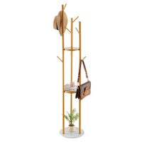 Coat Rack, Freestanding Coat Rack Stand with Quartz Stone Base & 9 Hooks, Free Standing Hall Coat Tree for Entryway, Bedroom, Office, Living Room, Mod