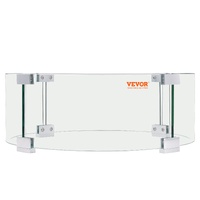 VEVOR Fire Pit Wind Guard, 23 x 23 x 8 Inch Glass Flame Guard, Round Glass Shield, 1/4-Inch Thick Fire Table, Clear Tempered Glass Flame Guard, Alumin