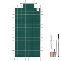 VEVOR Pool Safety Cover Fits 20x40ft Rectangle Inground Safety Pool Cover Green Mesh with 4x8ft Center End Steps Solid Pool Safety Cover for Swimming 