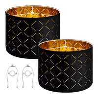 Drum Lamp Shade 2 Set, 33 cm Top x 33 cm Bottom x 25 cm High, Medium Drum Lampshade with Harp, Replacement Lamp Shade for Table Lamps Floor Lamps Pend