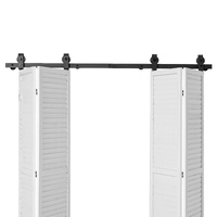 Bi-Folding Sliding Barn Door Hardware Track Kit, 64" Top Mount Track Kit, Slide Smoothly & Quietly, Heavy Duty, Easy to Install, Suitable for Four 15"