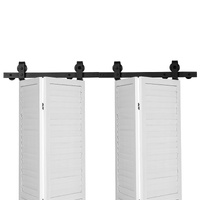 Bi-Folding Sliding Barn Door Hardware Track Kit, 52" Top Mount Track Kit, Slide Smoothly & Quietly, Heavy Duty, Easy to Install, Suitable for Four 12"