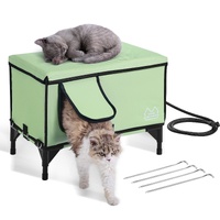 VEVOR Elevated Heated Cat House, Cuboid Kitty Shelter with Adjustable Temperature and Timer, 900D Oxford Cloth Foldable Cat Shelter with Heated Pad  f