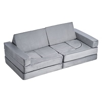 Modular Kids Play Couch, Sectional Toddler Sofa with Armrests, 28D Sponge & Short Pile, Convertible Kids Modular Couch DIY Creative Combination for Pl