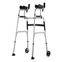 2 in 1 Folding Walker & Removable Armrests, Height Adjustable Foldable Walker with 5" Solid Wheels, Lightweight Aluminum | Front Wheeled Mobility Aid 