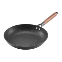Cast Iron Skillet, 3-Piece Frying Pan Set (205, 265, 310 mm), Nonstick Skillets with Detachable Wood Handle, Pre-Seasoned Chef's Pan, Kitchen Cookware