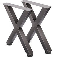 VEVOR Set of 2 Steel Table Legs, 28'Height 24'Wide Dining Table Legs, Heavy Duty 3.1" Square Box Section X Frame Table Legs, 28x24x3.1 Inch Original C
