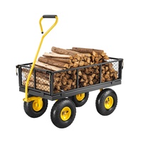 VEVOR 500 Lbs Steel Garden Cart, Heavy Duty Garden Wagon Cart Pullable on Wheels, Metal Yard Utility Wagon Carts with 10" All Terrain Tires, Mesh Remo