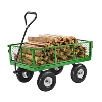 VEVOR 900 Lbs Steel Garden Cart on Wheels, Heavy Duty Pullable Garden Wagon Yard Cart, Outdoor Metal Utility Wagon with 10" Tires and Mesh Removable S