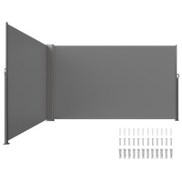 VEVOR Retractable Side Awning, 160X600cm Aluminum Outdoor Privacy Screen, 280g Polyester Water-proof Retractable Patio Screen, UV 30+ Room Divider Win
