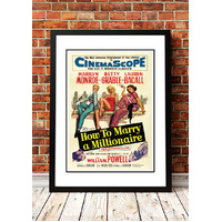 Marilyn Monroe ‘How to Marry a Millionaire’ Framed Movie Poster! - Framed A4