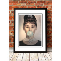 Audrey Hepburn ‘Bubblegum’ Pop Art Poster - Framed A2