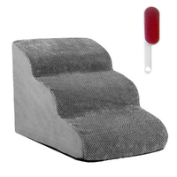 3 Tiers Dog Ramp Non-Slip Pet Steps Cat Stairs Foam Soft Pet Slope Max 40LBS Load for High Beds Sofa Couches With Zippered Washable Corduroy Cover Ind