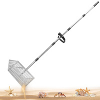 Beach Rake Stainless Steel Sand Flea Rake 140cm Long Detachable Handle and Shark Tooth Wide Sifter for Easy Sand Flea Removal with Bonus Basket and To