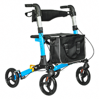 Alston 2 In 1 Foldable X-Fold Mobility Walker Rollator Chair Aid 8 Inch Wheel Max Load 136KG with Zippered Storage Bag for Elderly Seniors Indoor Outd