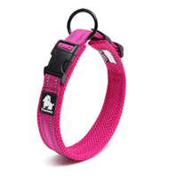  Heavy Duty Reflective Dog Collar - Pink, XL