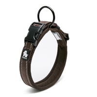  Heavy Duty Reflective Dog Collar - Brown, L