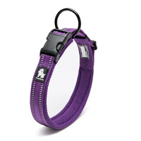  Heavy Duty Reflective Dog Collar - Purple, L