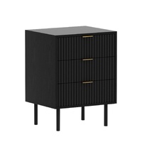Sarantino Evelyn Bedside Table with 3 Drawers - Black