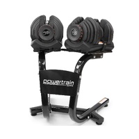Powertrain 80kg Adjustable Dumbbell Set W Stand Home Gym Exercise Free Weights