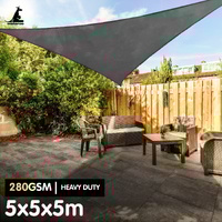 Wallaroo 280GSM Outdoor Sun Shade Sail Canopy Grey - 5m x 5m x 5m