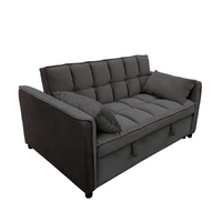 Sarantino Quincy 2-Seater Velvet Sofa Bed in Dark Grey with Wooden Frame & Tufted Design
