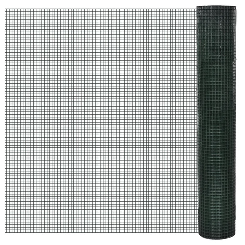 Chicken Wire Fence Galvanised with PVC Coating 25x1 m Green