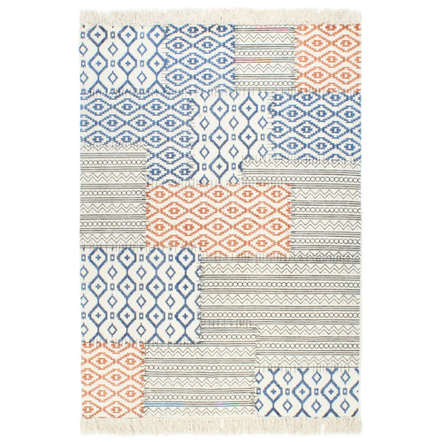 Handwoven Kilim Rug Cotton 120x180 cm Printed Multicolour