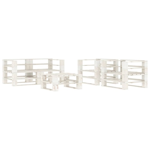 5 Piece Garden Pallet Lounge Set Solid Pinewood White