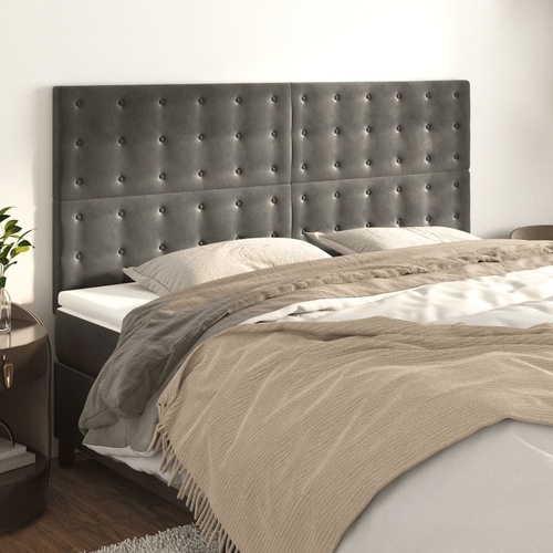 Headboards 4 pcs Dark Grey 80 cm Velvet
