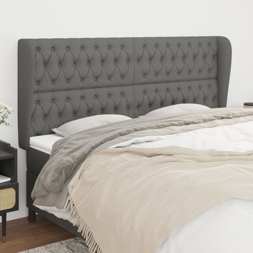 Headboard with Ears Dark Grey 203 cm Fabric