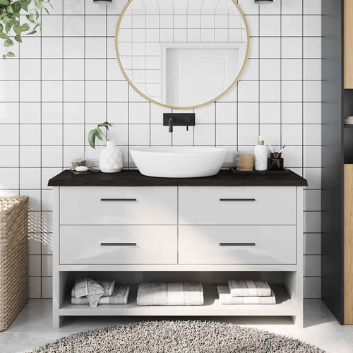 Bathroom Countertop Dark Brown 120x40x4 cm Treated Solid Wood