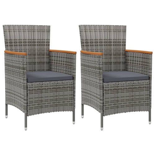 Garden Dining Chairs 2 pcs Poly Rattan Grey