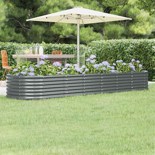 Garden Raised Bed Galvanised Steel 296x80x36 cm Anthracite