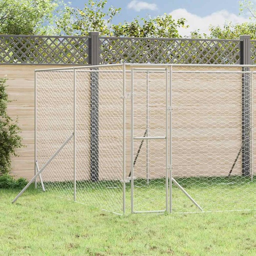 Outdoor Dog Kennel Silver 8x8x2 m Galvanised Steel