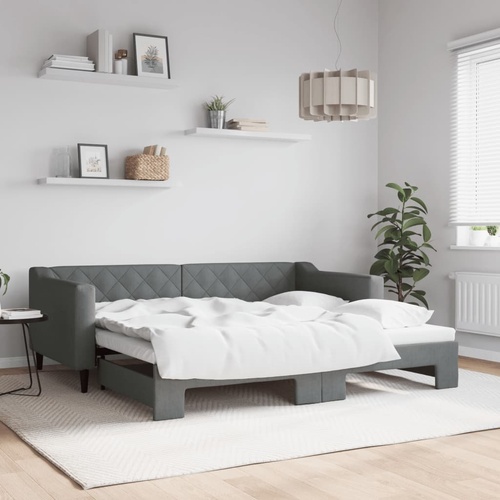 Daybed with Trundle without Mattress Dark Grey 90x190 cm