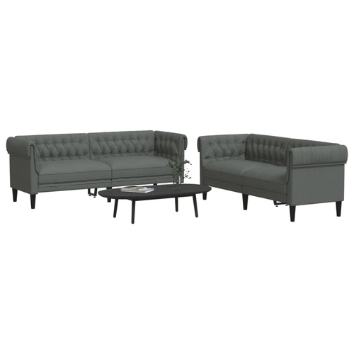 2 Piece Sofa Set Dark Grey Fabric