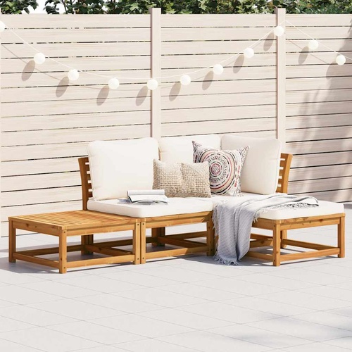 4 Piece Garden Lounge Set with Cushions Solid Wood Acacia