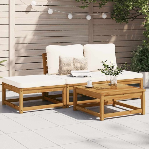 4 Piece Garden Lounge Set with Cushions Solid Wood Acacia