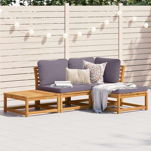 4 Piece Garden Lounge Set with Cushions Solid Wood Acacia