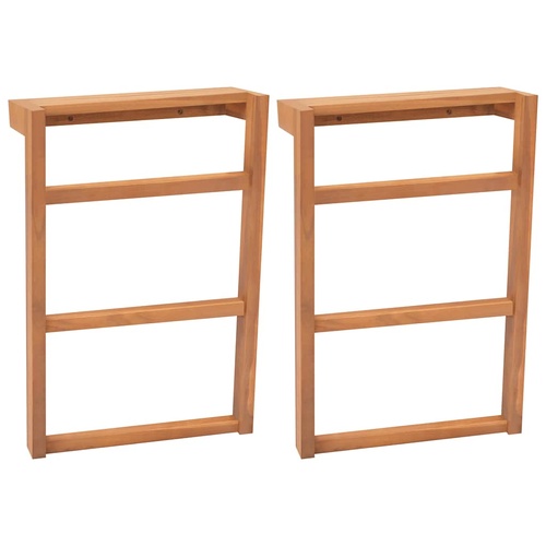 Towel Racks 2 pcs Solid Teak Wood