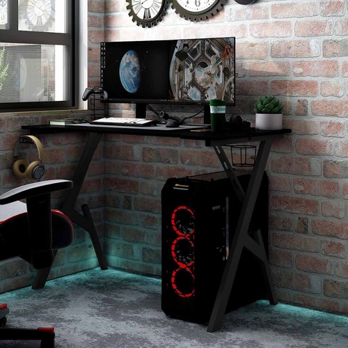 Gaming Desk with Y Shape Legs Black 90x60x75 cm