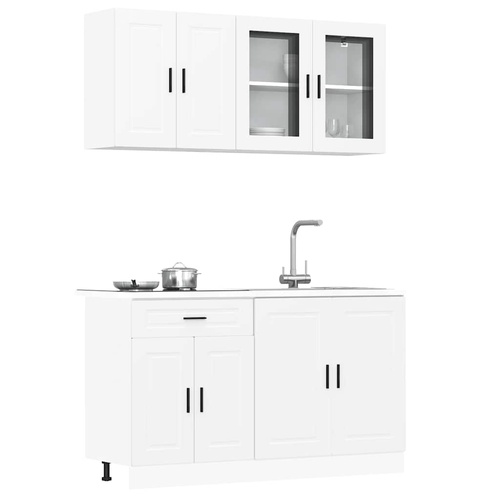 4 Piece Kitchen Cabinet Set "Porto" White Engineered Wood