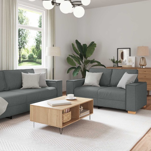 Sofa 3 pcs Dark Grey 220 x 80 x 84 cm Linen-blend fabric