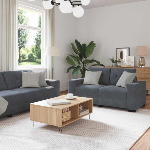 Sofa Set 3 pcs Dark Grey 221 x 80 x 80 cm Velvet