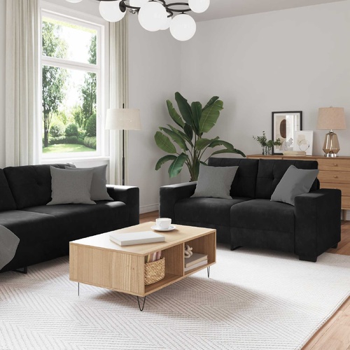 Sofa Set 3 pcs Black 221 x 80 x 80 cm Velvet