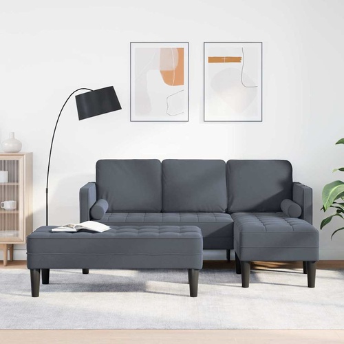 Sofa Set with Cushion 2 pcs Dark Grey Polyester