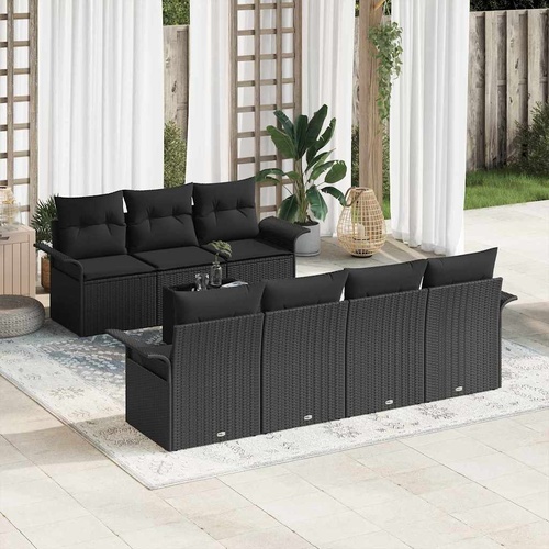 Garden Sofa Set 8 pcs Black Poly rattan