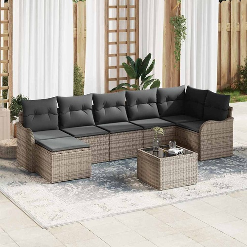Garden Sofa Set with Cushion 8 pcs Grey Poly rattan