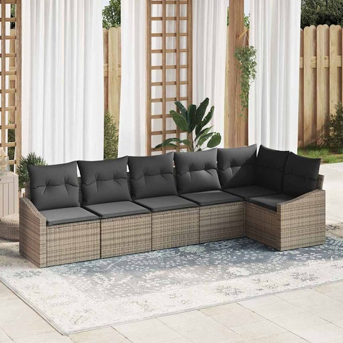 Garden Sofa Set 6 pcs Grey Poly rattan